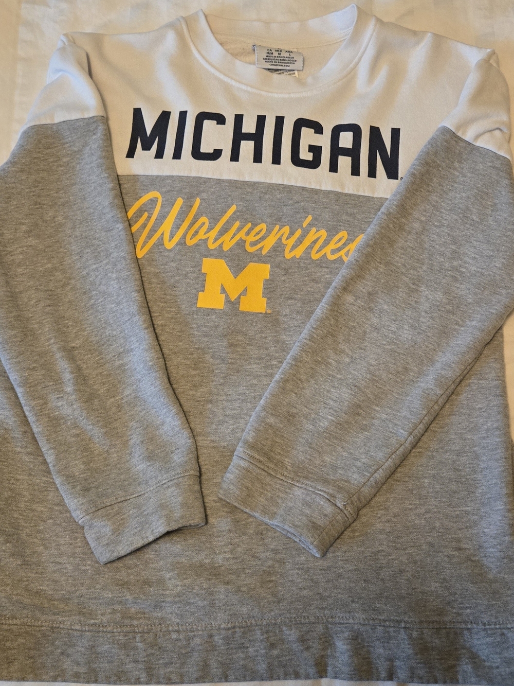 Champion Gray, White & Yellow Michigan Crewneck Sweatshirt